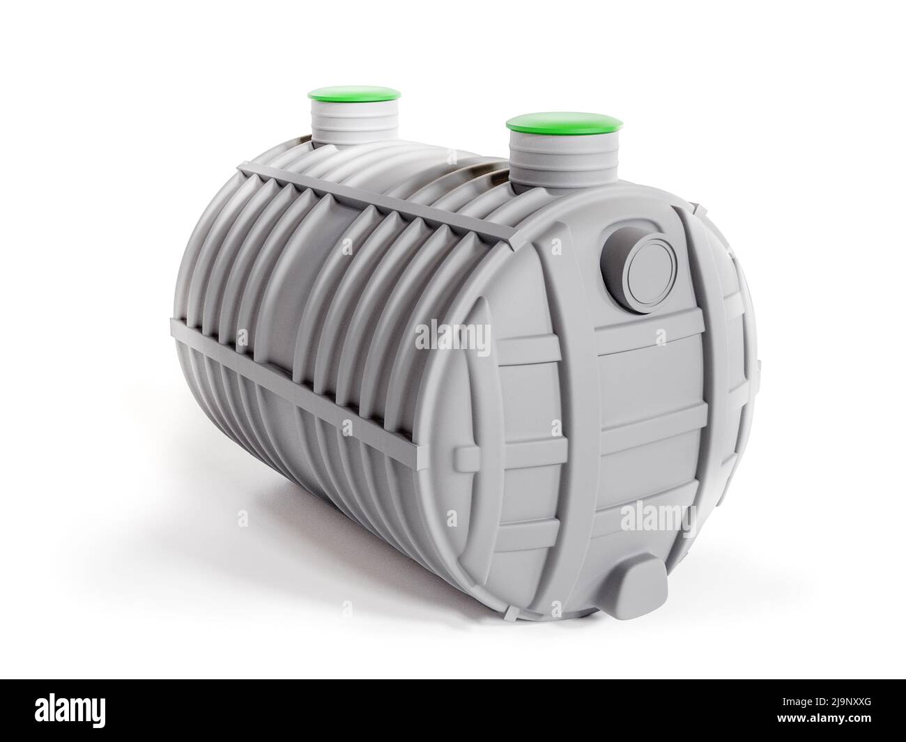 3d rendering of household plastic two-chamber septic tank on white background Stock Photo