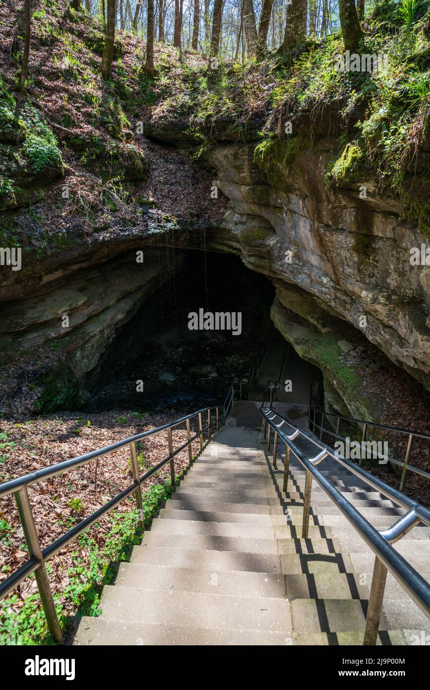The stairs into the entrance at Mammoth Caves Stock Photo