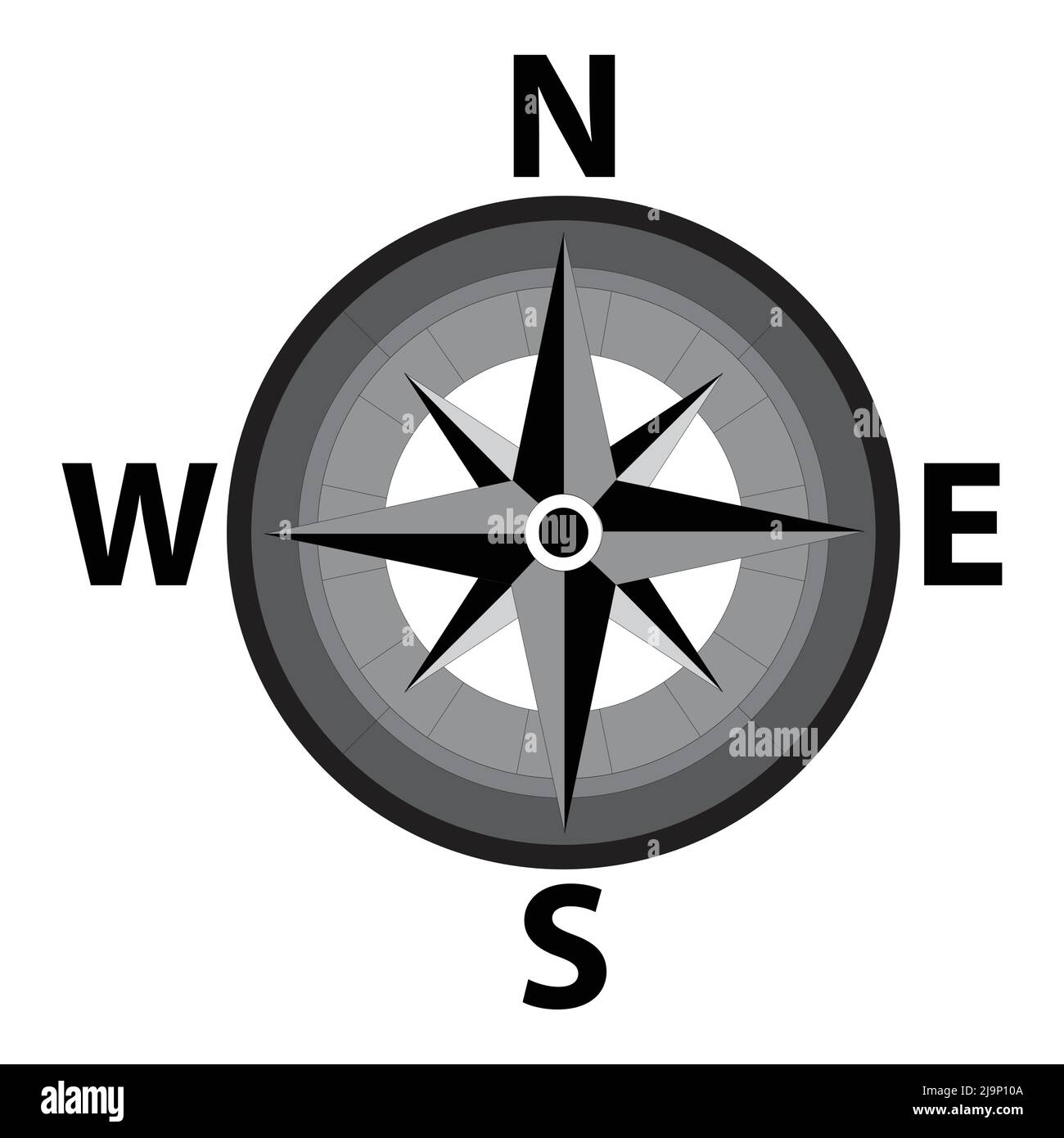 compass black and white color. on white background Stock Vector