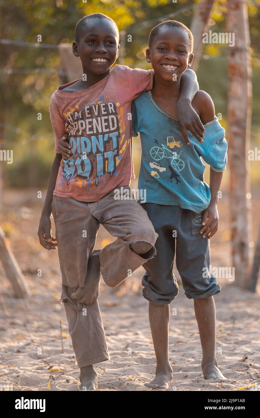 Mali,Kenya Agust 19 2021A poor village in Africa, happy children