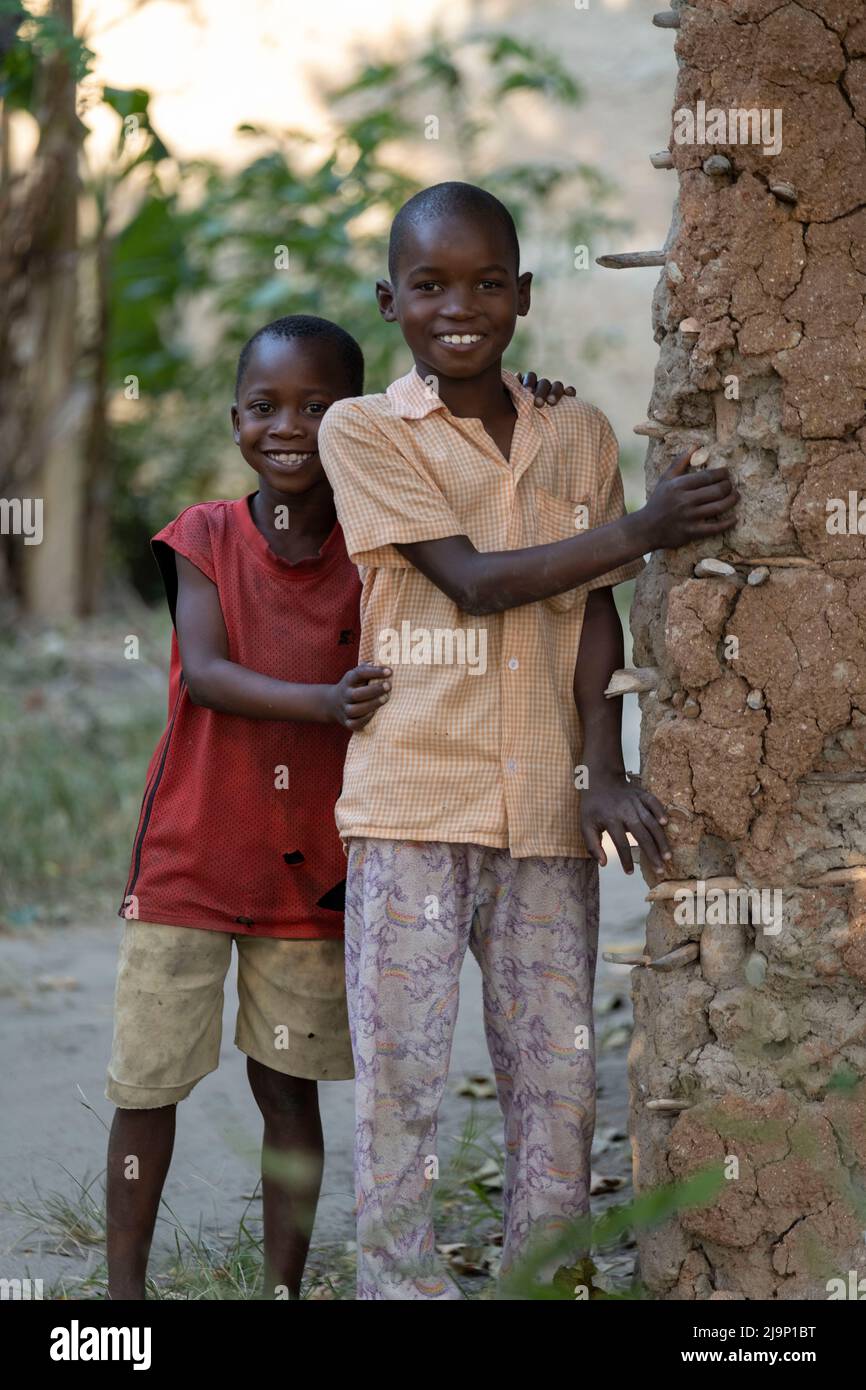 Mali,Kenya Agust 12 2021A poor village in Africa, happy children