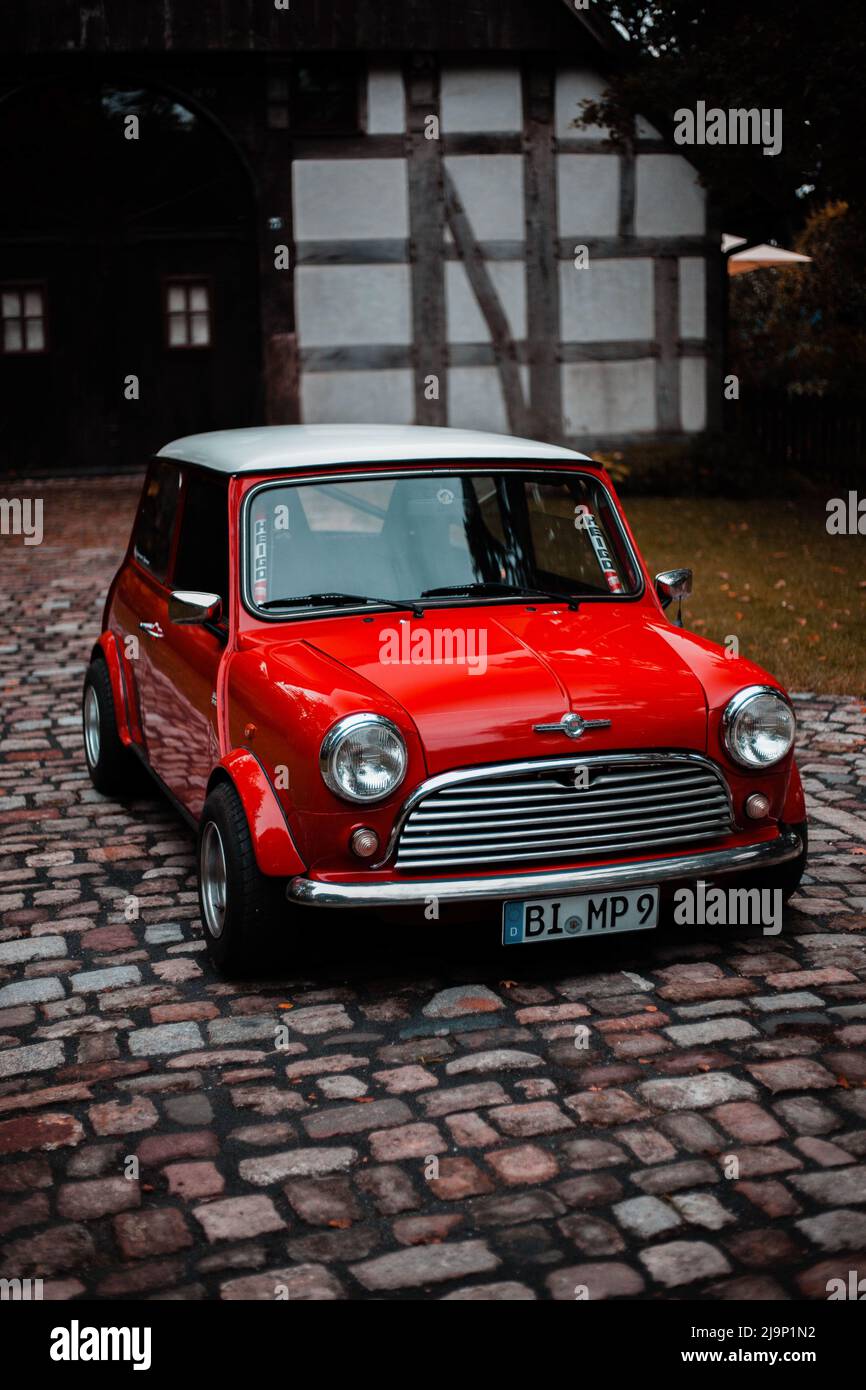 Red Classic Mini Cooper Stock Photo