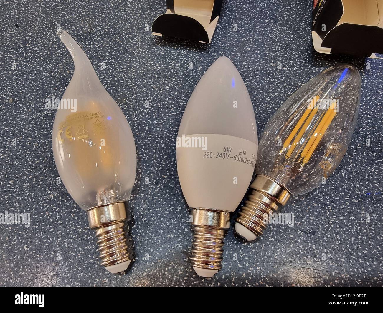 Three LED bulbs that consume less energy and are more ecological Stock Photo Alamy