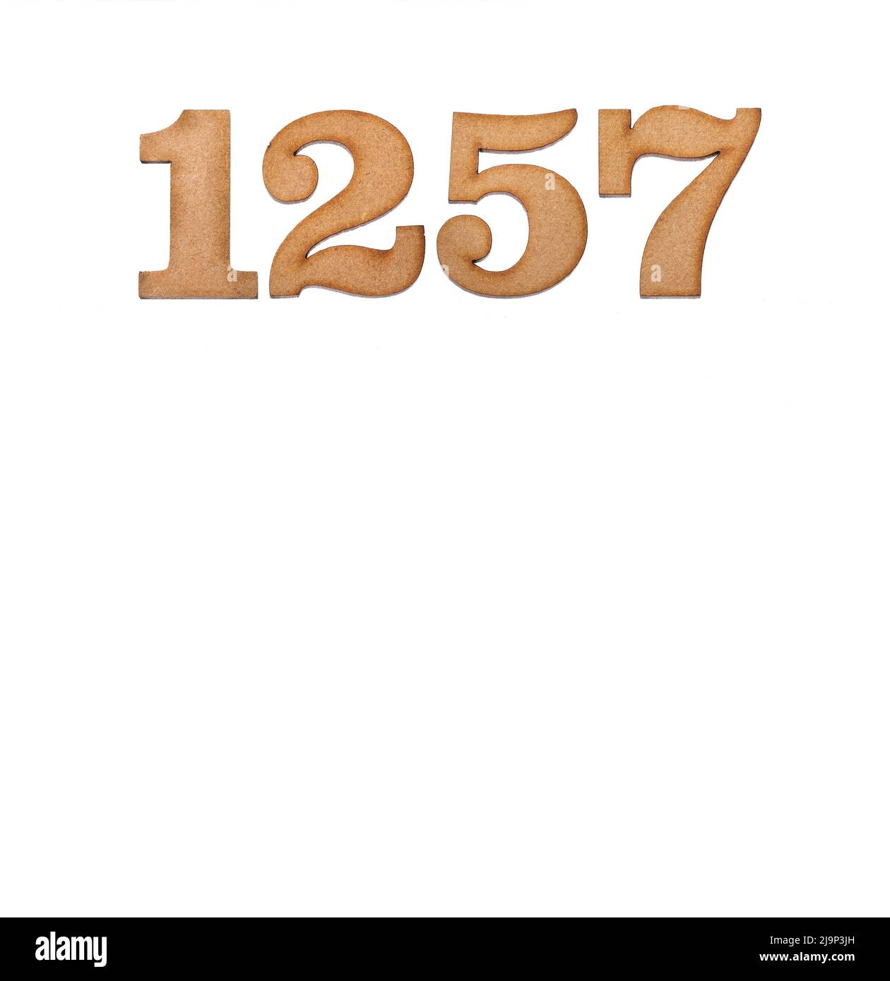 Number 1257 in wood, isolated on white background Stock Photo - Alamy