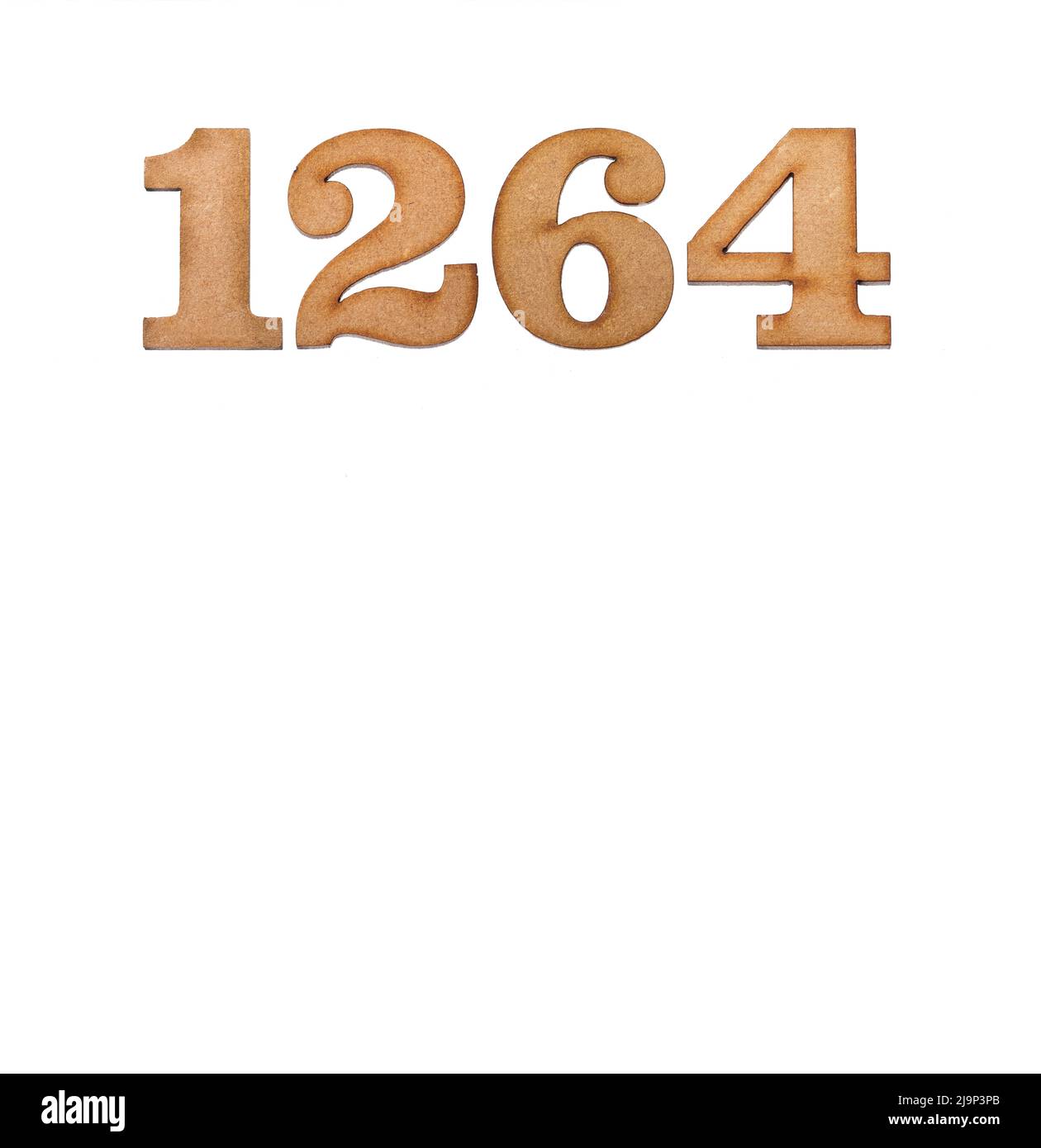Number 1264 - Piece of wood isolated on white background Stock Photo ...