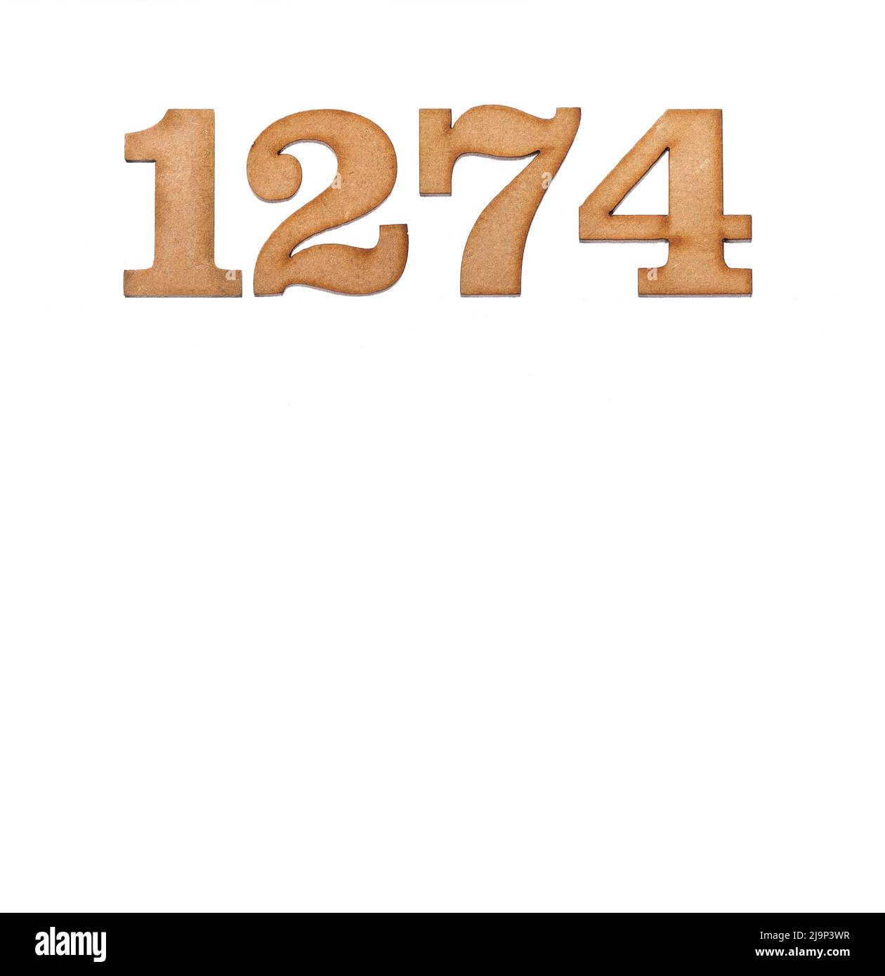 Number 1274 - Piece of wood isolated on white background Stock Photo ...