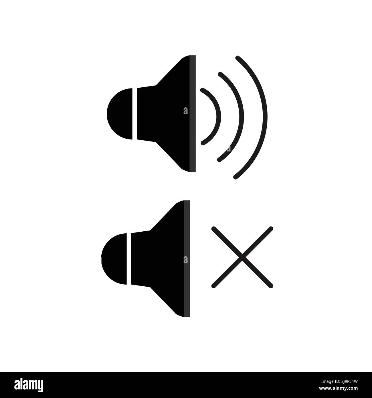sound on and sound mute icon. on white background Stock Vector