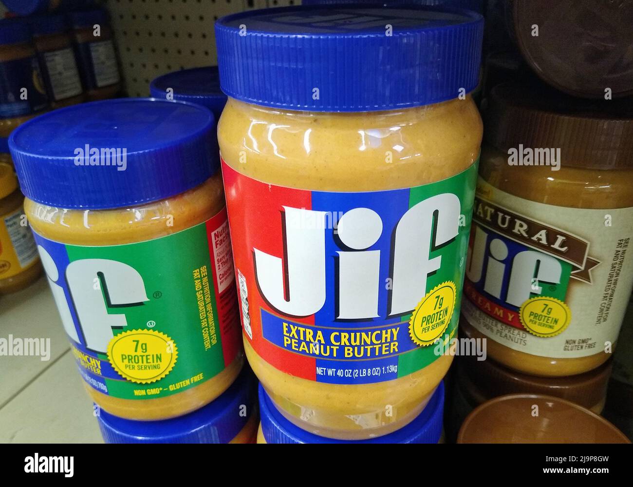 Jif natural creamy peanut butter spread hires stock photography and