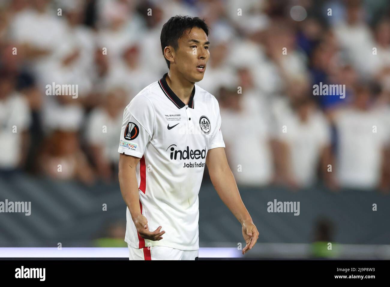Sevilla, Spain, 18th May 2022. Makoto Hasebe of Eintracht Frankfurt reacts during the UEFA Europa League match at Ramon Sanchez-Pizjuan Stadium, Sevilla. Picture credit should read: Jonathan Moscrop / Sportimage Stock Photo