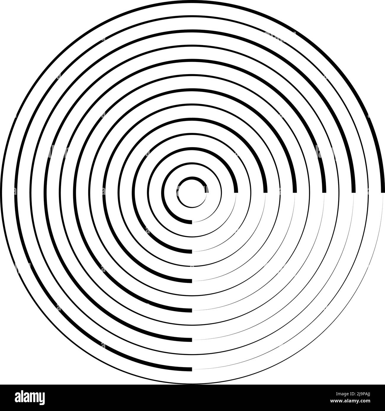 Converging radial, circular lines element. Stock vector illustration