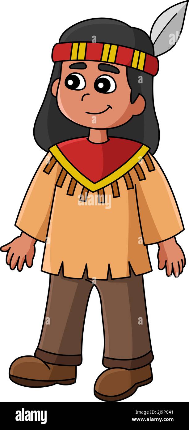 Thanksgiving Native American Cartoon Clipart Stock Vector