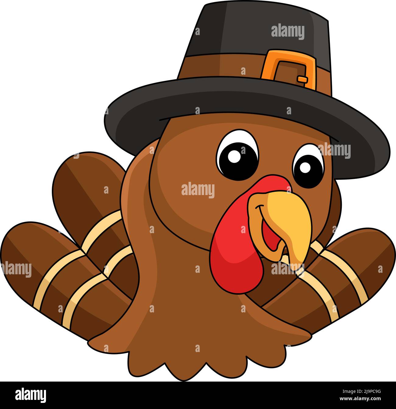 Thanksgiving Turkey Heat With Hat Cartoon Clipart Stock Vector Image