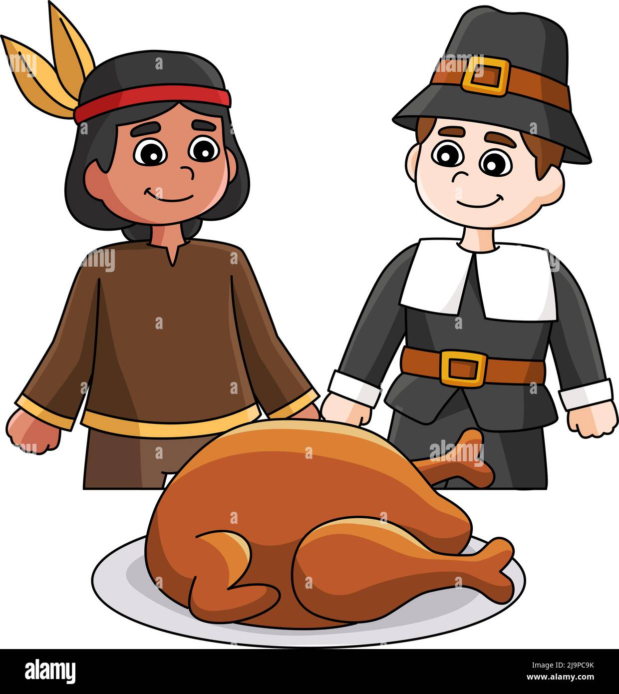 Thanksgiving Native American Pilgrim Clipart Stock Vector