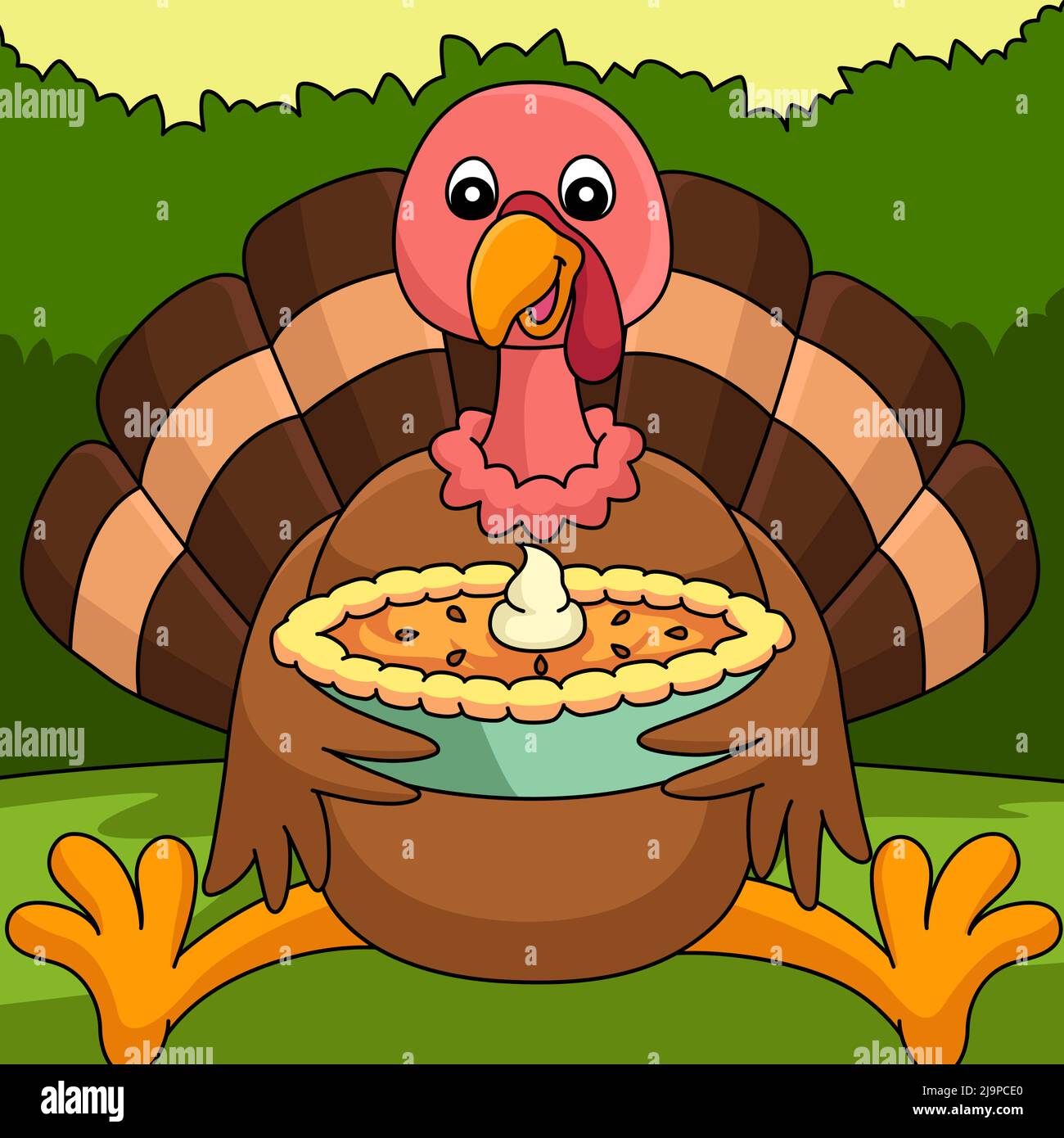 Thanksgiving Turkey Holding A pie Illustration Stock Vector Image & Art ...