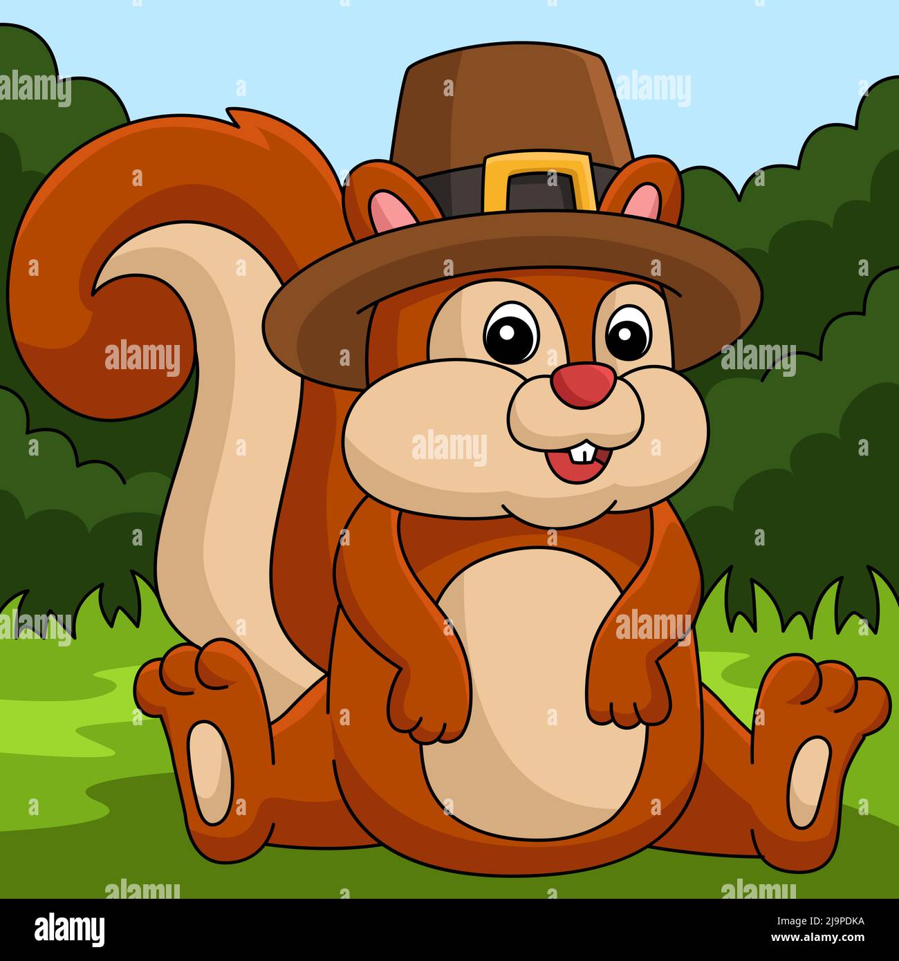 Thanksgiving Squirrel Pilgrim Hat Illustration Stock Vector Image & Art ...