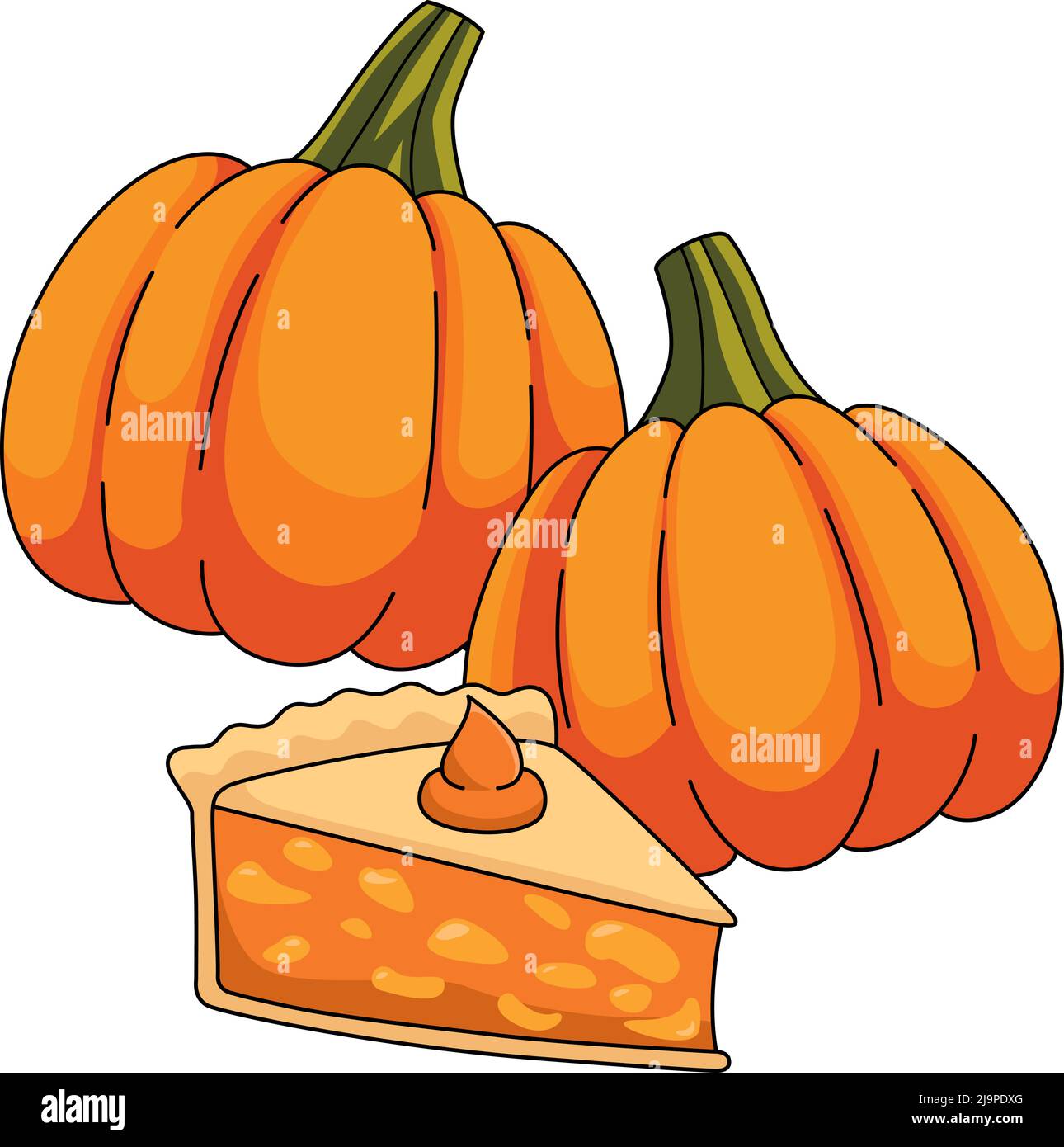 Thanksgiving Pumpkin Pie Cartoon Colored Clipart  Stock Vector