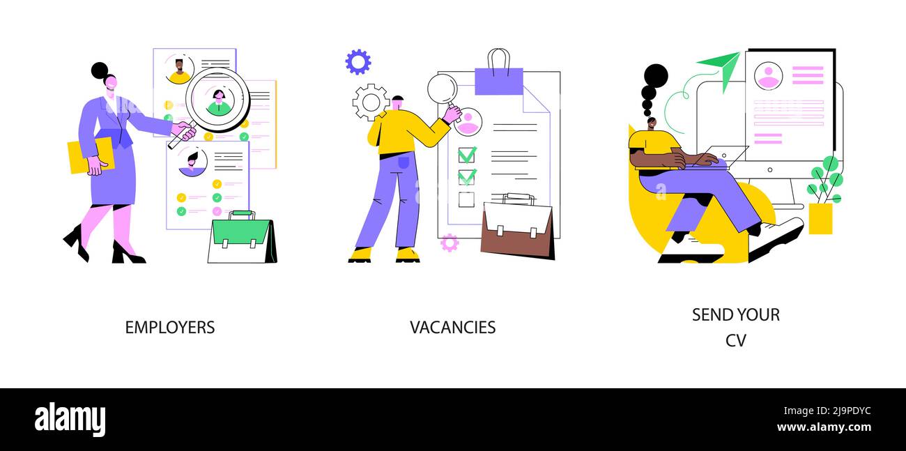 Apply for a job abstract concept vector illustration set. Employers and ...