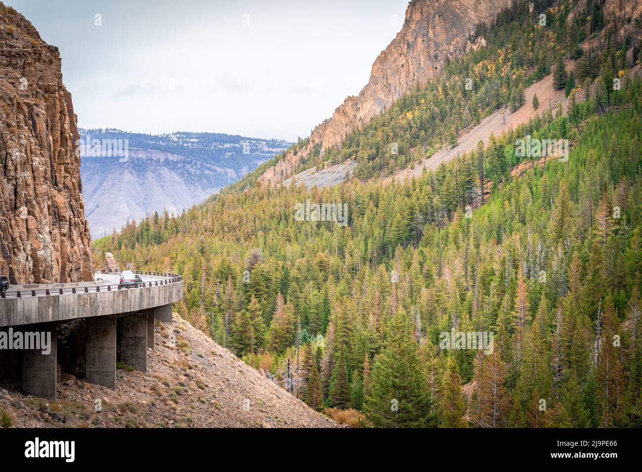Roadtrip in Yellowstone National Park in the United States Stock Photo