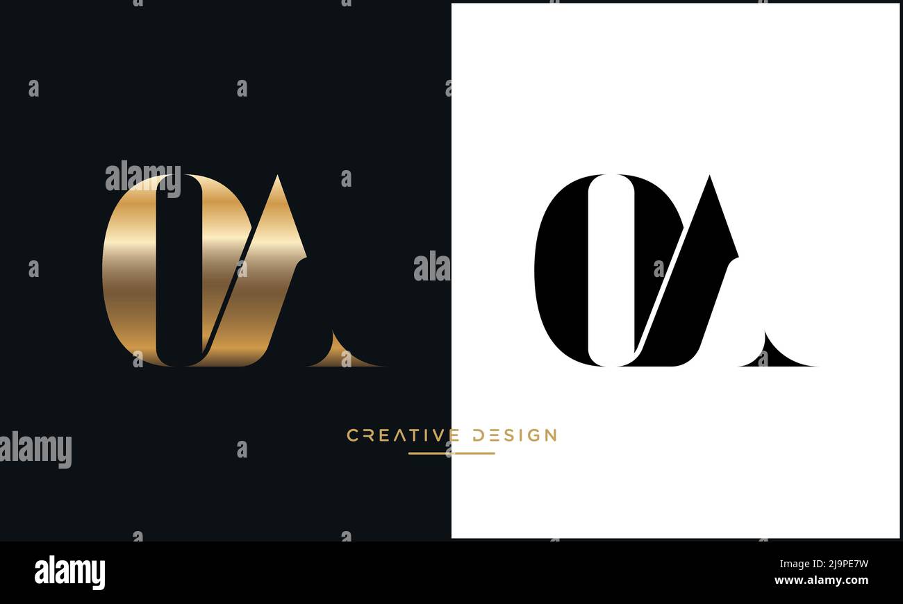Alphabet Letters OA, AO Abstract Logo Monogram Stock Vector