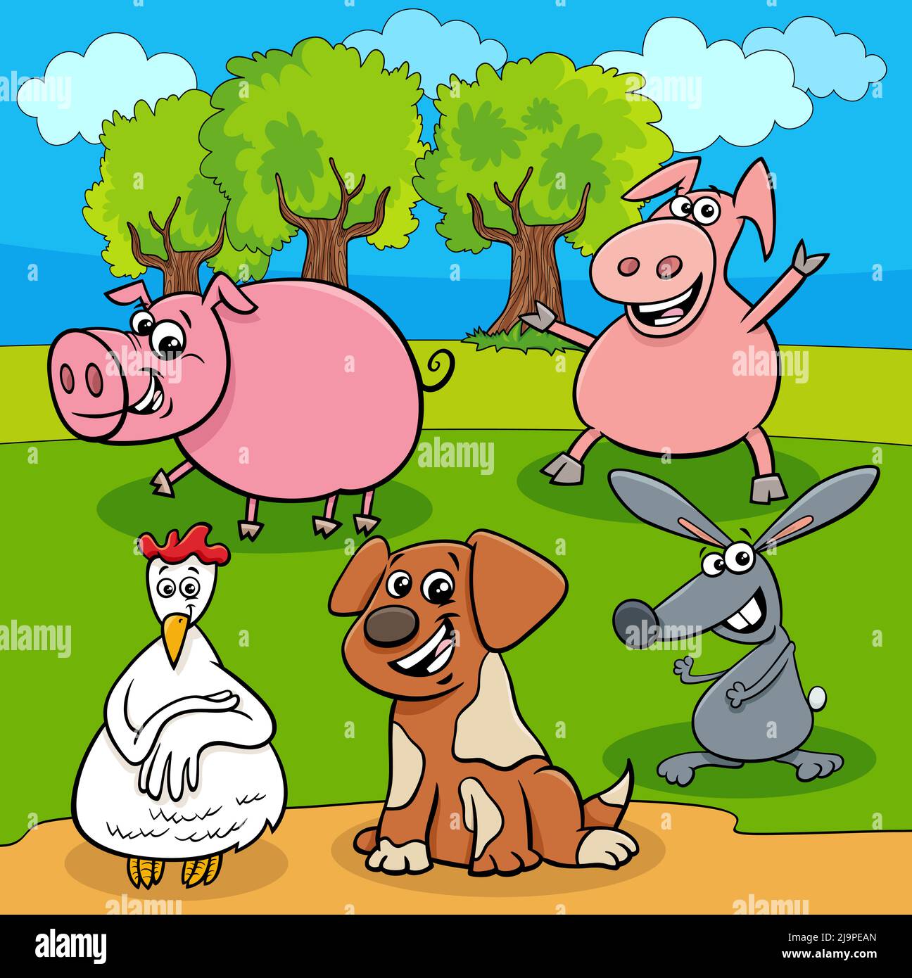 Cartoon illustration of farm animals characters in the meadow Stock Vector Image & Art - Alamy Cartoon illustration of farm animals characters in the meadow Stock Vector Image & Art - Alamy