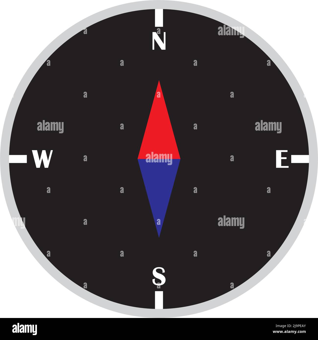 compass with North, South, East and West indicated in compass icon