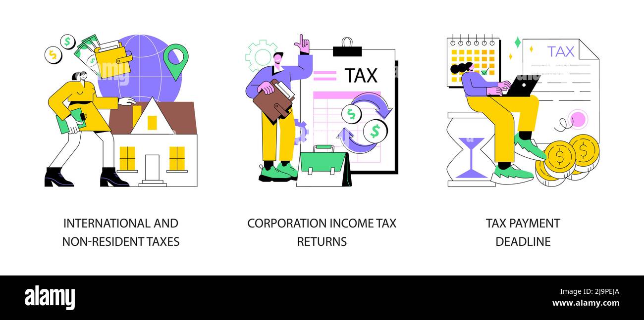 Tax planning and preparation abstract concept vector illustration set