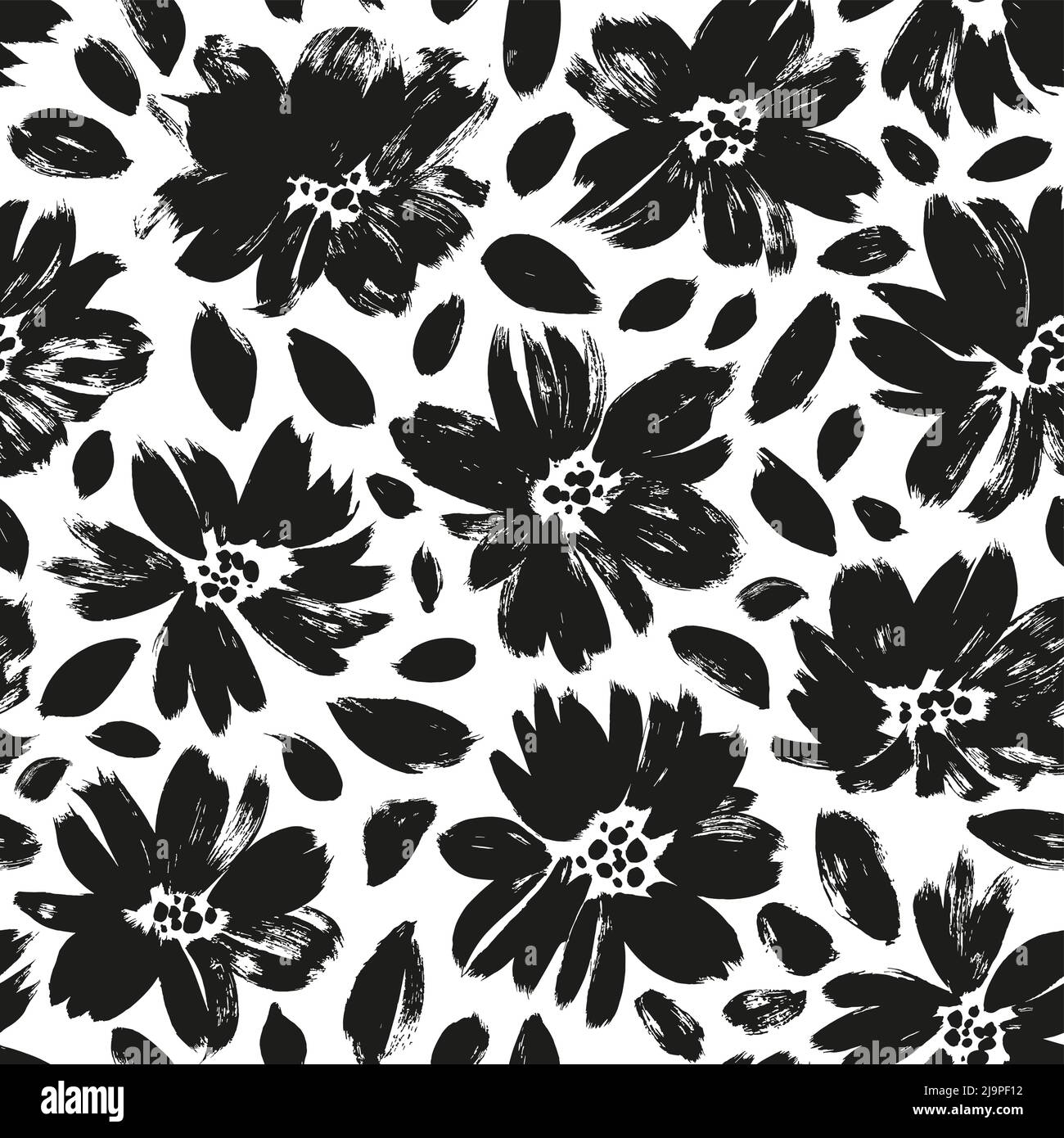 Spring flowers hand drawn vector seamless pattern. Stock Vector