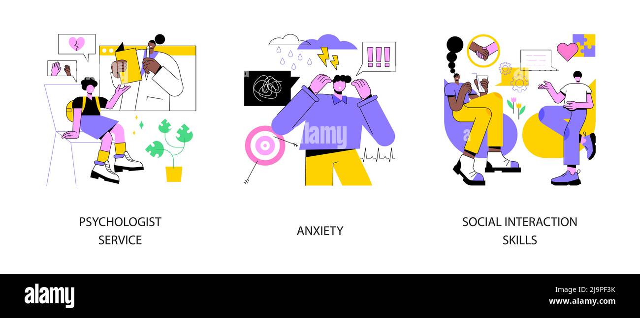 Mental health abstract concept vector illustration set. Psychologist