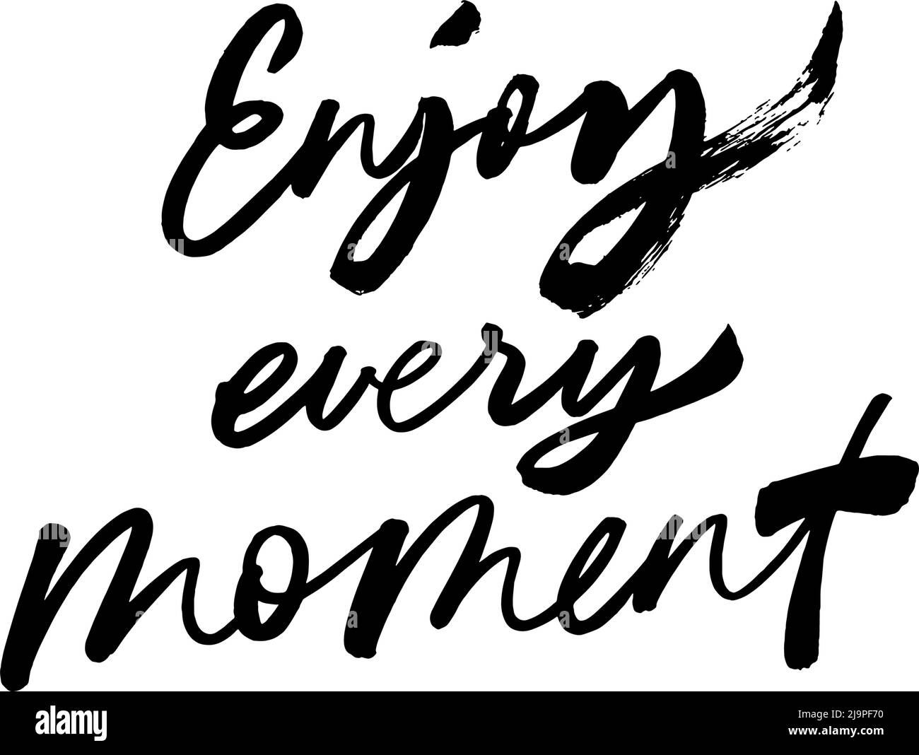 Enjoy every moment vector hand drawn lettering. Stock Vector