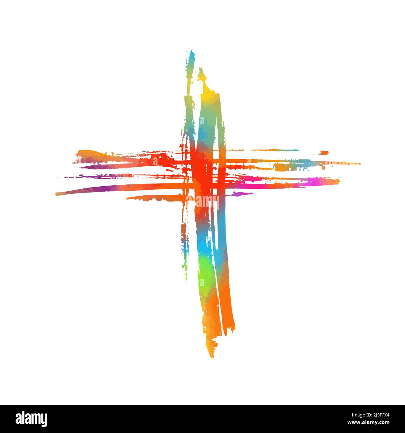 Multicolored religious cross. Happy easter. Vector illustration Stock Vector