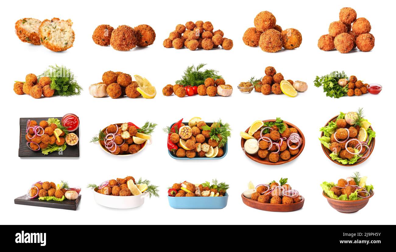 Cod Cutlets Set of tasty cod cutlets on white background Stock Photo - Alamy