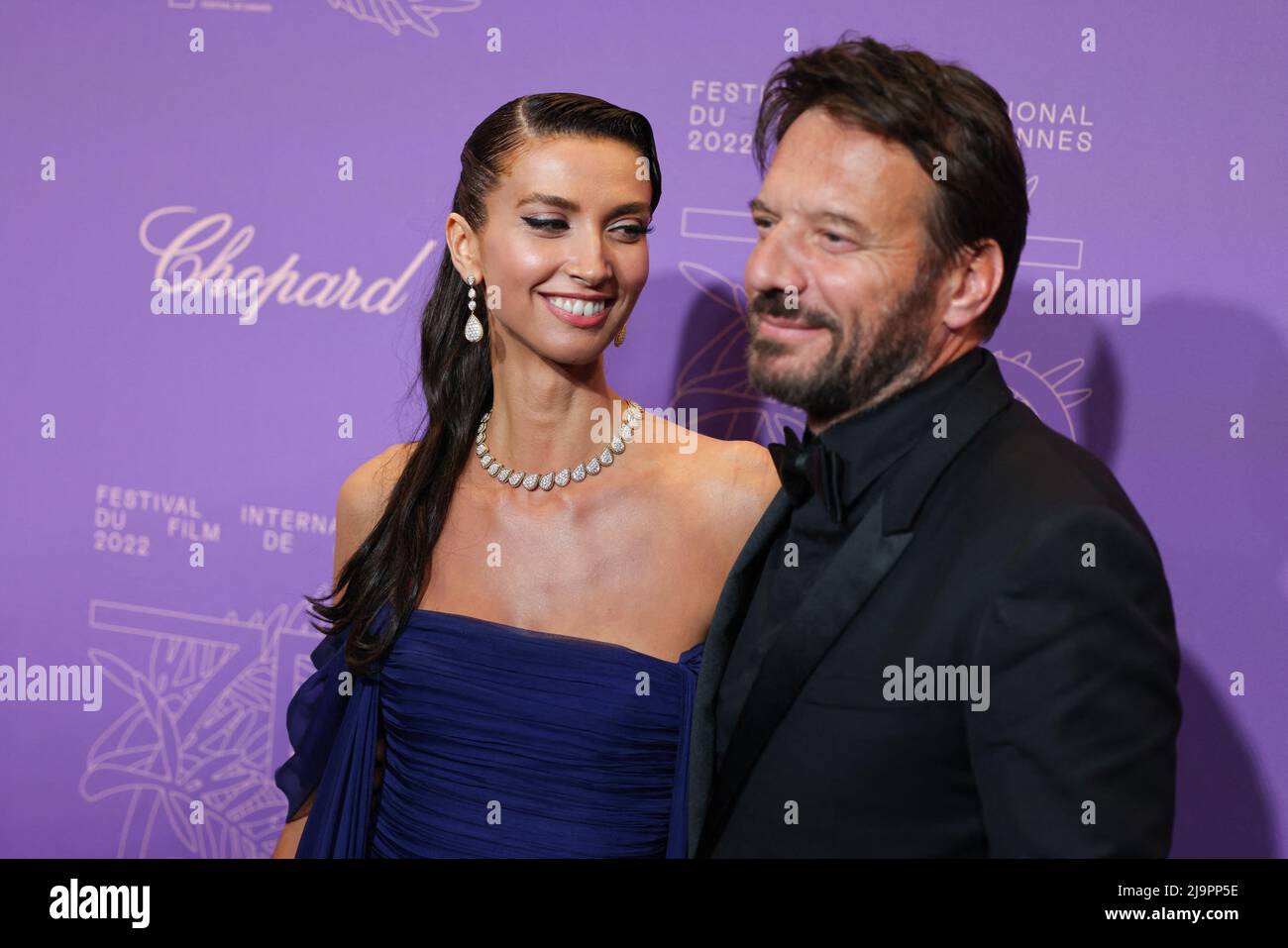 Stefania Christian and jury Member of the Camera D'or Samuel Le Bihan  attending the "Cannes 75" Anniversary Dinner during the 75th annual Cannes  film festival at on May 24, 2022 in Cannes,