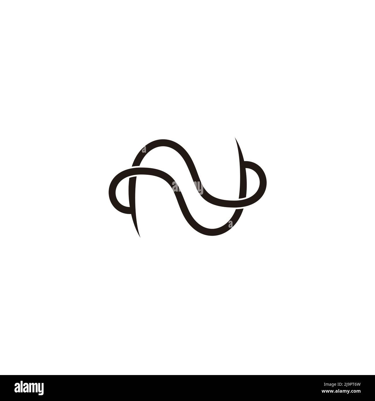 letter n wires simple curves linked line logo vector Stock Vector