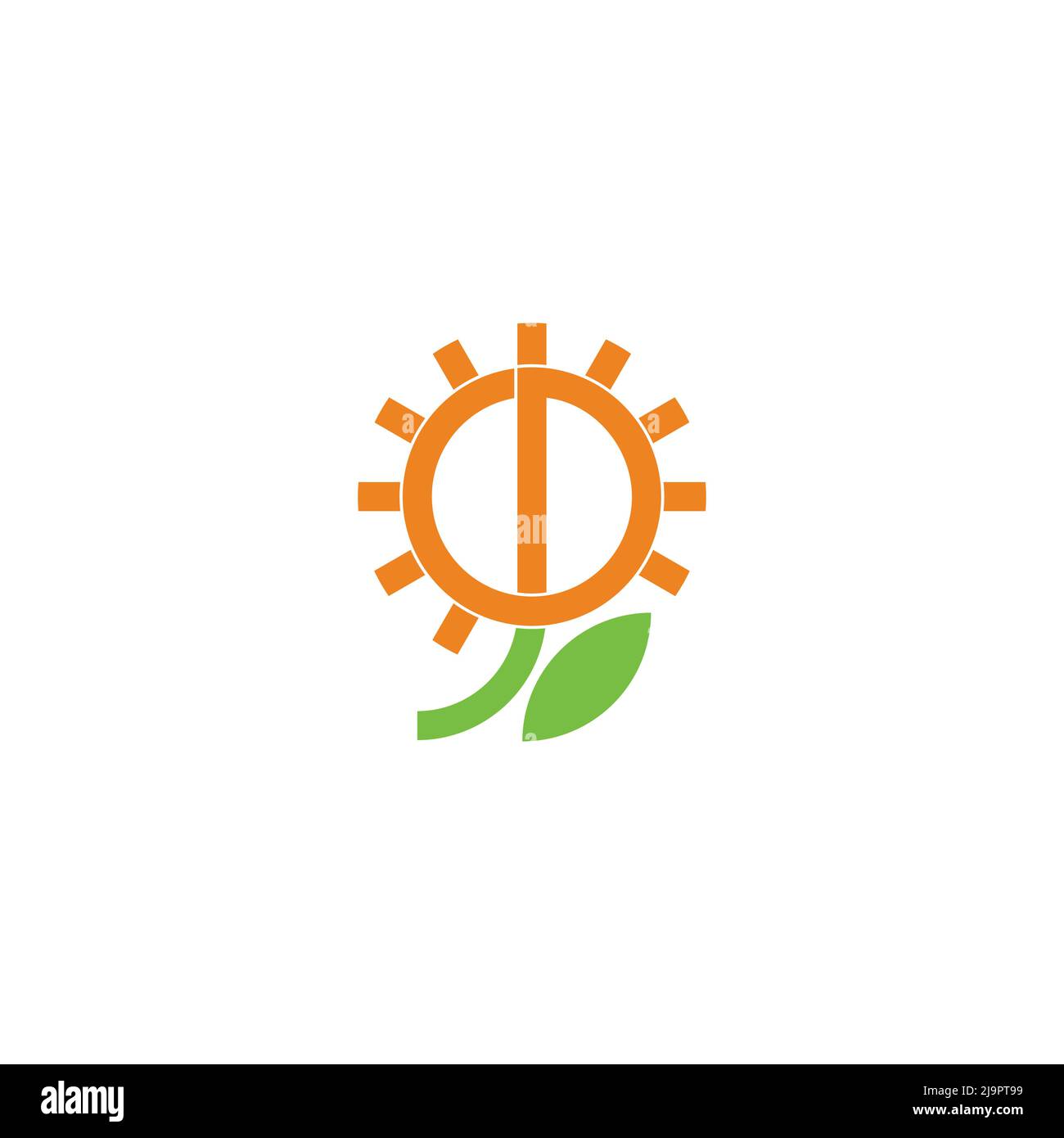 letter d sun flower simple geometric logo vector Stock Vector