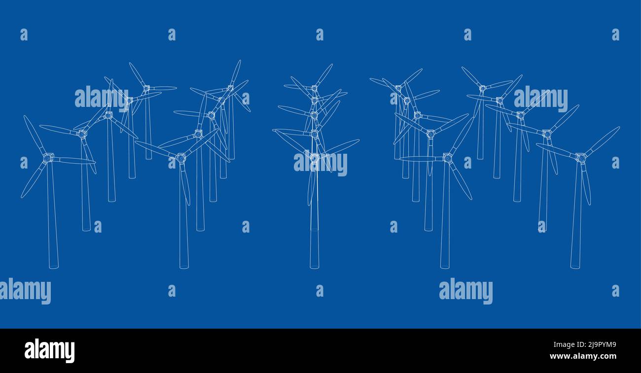 Wind turbines. Vector rendering of 3d Stock Vector Image & Art - Alamy