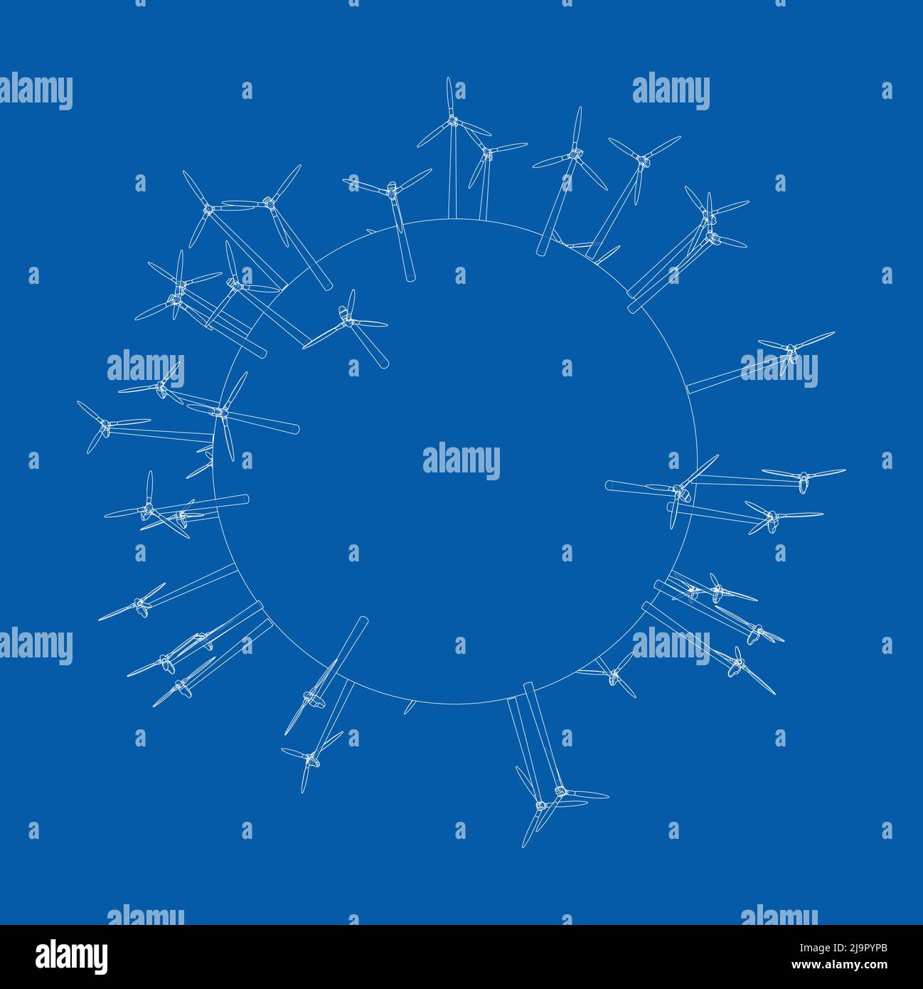 Electric wind turbines on round planet. Vector Stock Vector Image & Art ...