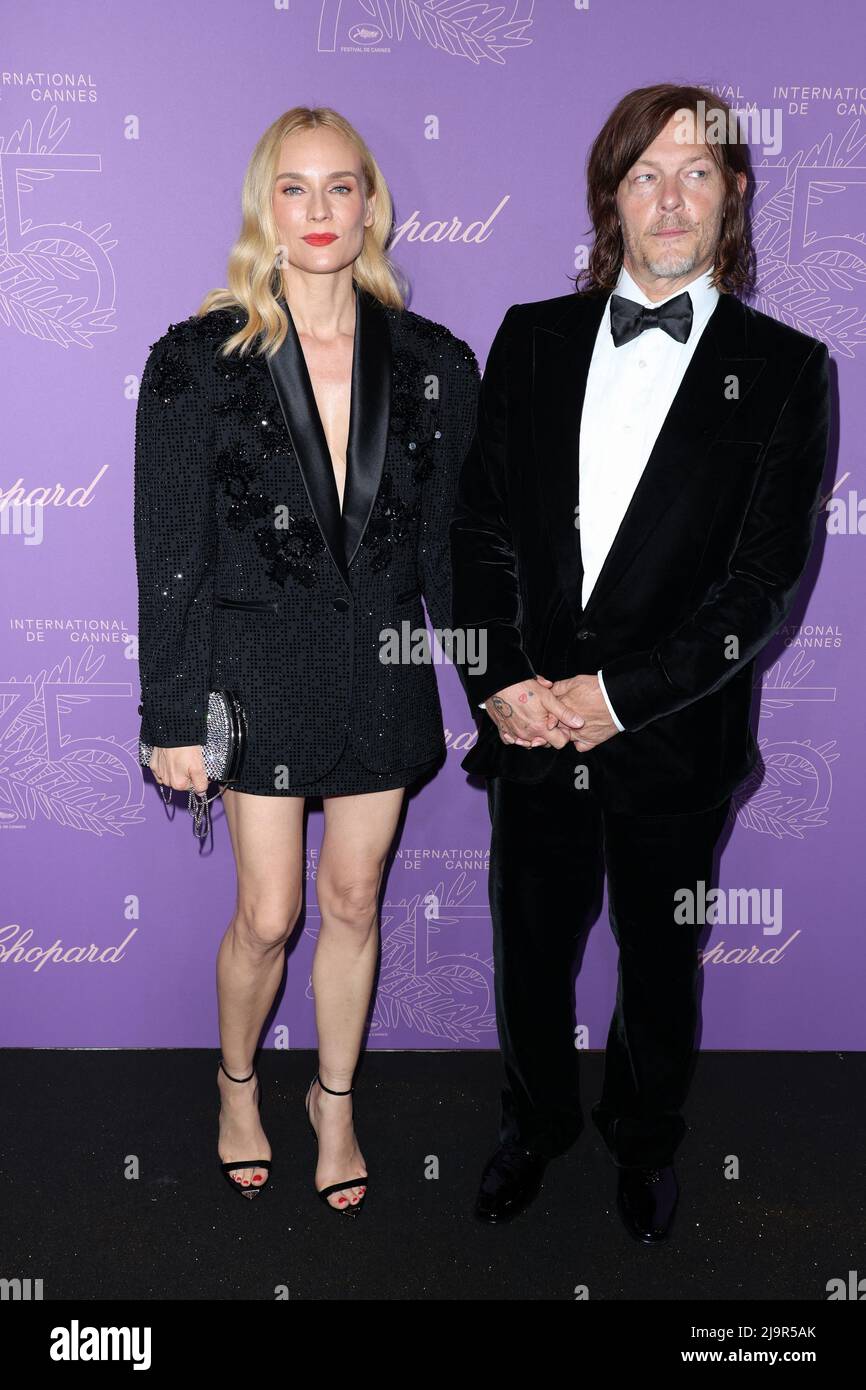 Cannes, France. 24th May, 2022. Norman Reedus and Diane Kruger attending  the "Cannes 75" Anniversary Dinner during the 75th annual Cannes film  festival at on May 24, 2022 in Cannes, France. Photo