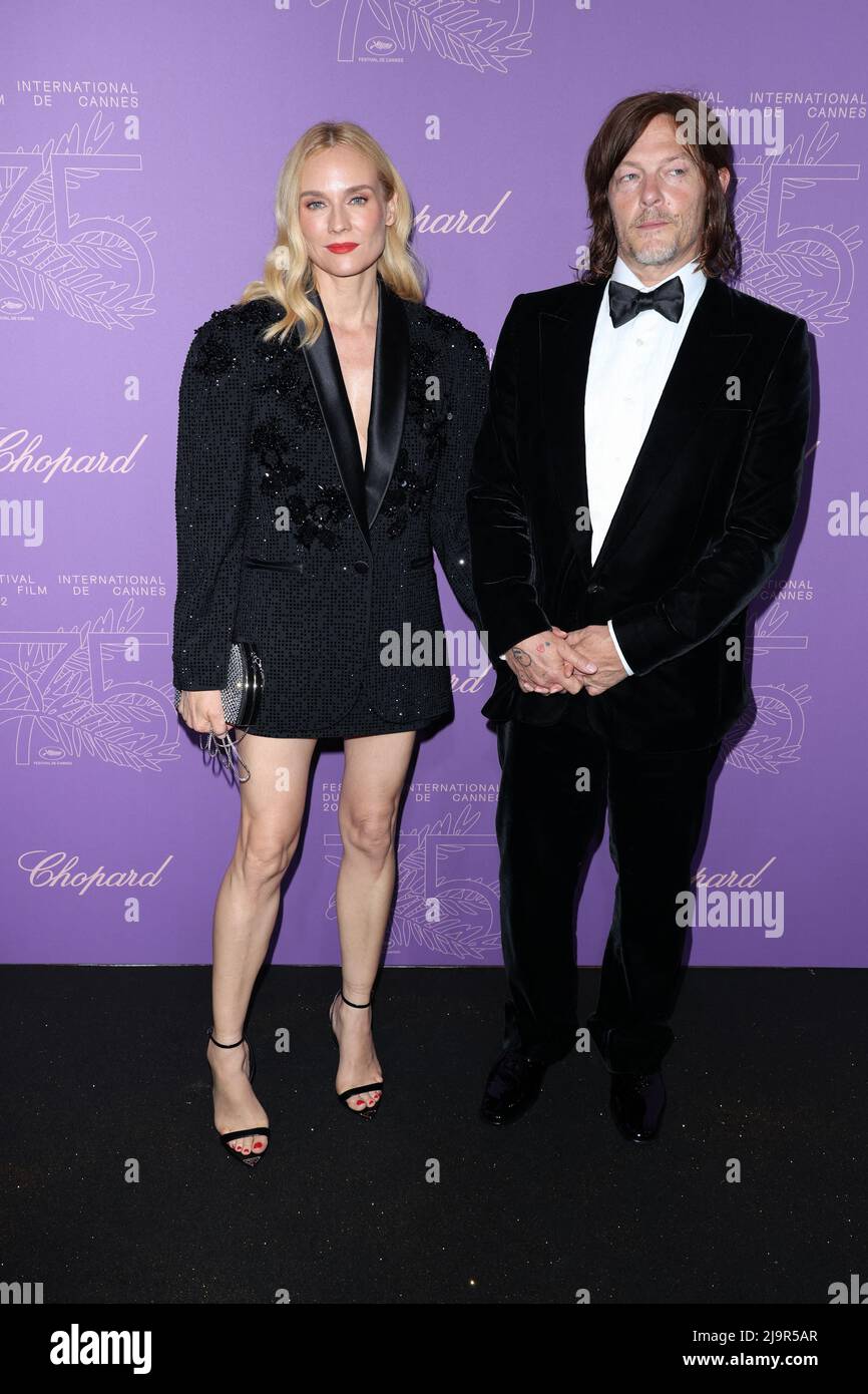 Cannes, France. 24th May, 2022. Norman Reedus and Diane Kruger attending  the Cannes 75 Anniversary Dinner during the 75th annual Cannes film  festival at on May 24, 2022 in Cannes, France. Photo