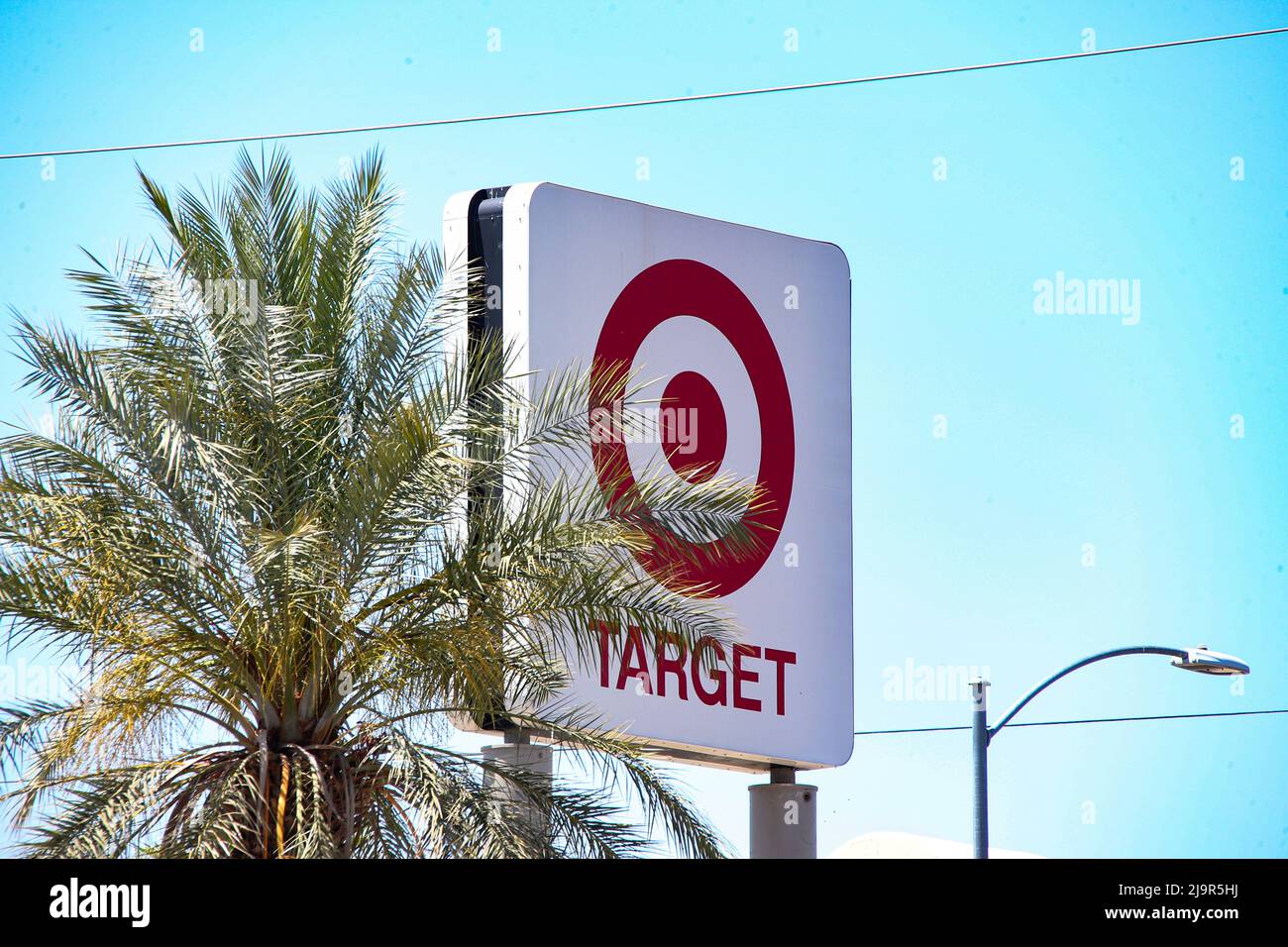 Las Vegas, United States. 24th May, 2022. A Target Corporation logo is seen displayed on a sign near their retail store. Target Corporation (NYSE: TGT) reported a 3.3 percent growth in sales as they released their first quarter earnings report. Target, a general merchandise retailer, currently has 1,931 across the United States and District of Columbia. Easily identified from their red bullseye logo. Credit: SOPA Images Limited/Alamy Live News Stock Photo