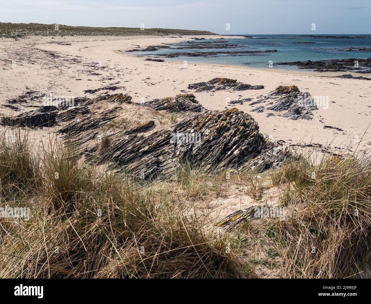 Glorious white sandy beaches at Ardskenish on the remote Hebridean Island of Colonsay, Scotland, UK Stock Photo