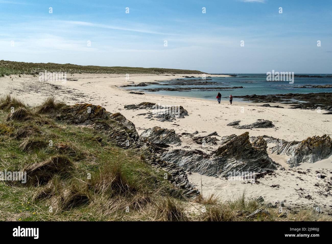 Glorious white sandy beaches at Ardskenish on the remote Hebridean Island of Colonsay, Scotland, UK Stock Photo