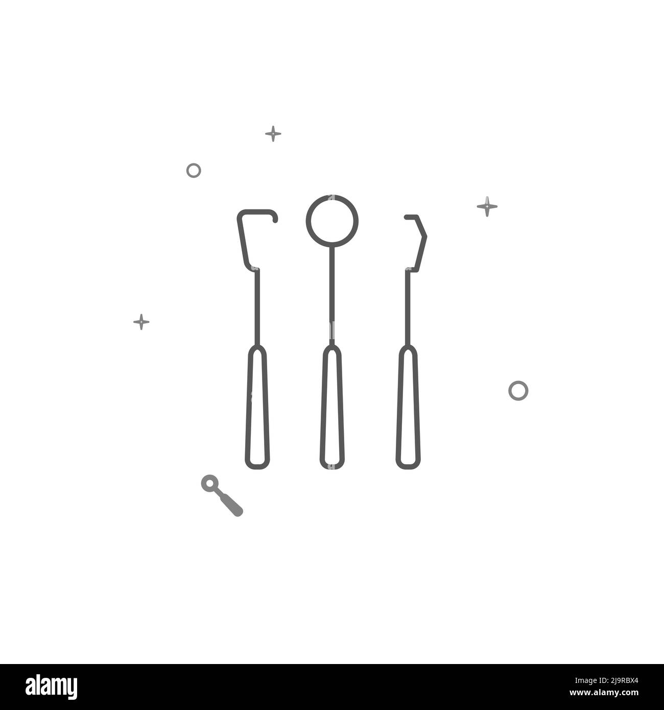 Dentist tools simple vector line icon. Symbol, pictogram, sign isolated ...