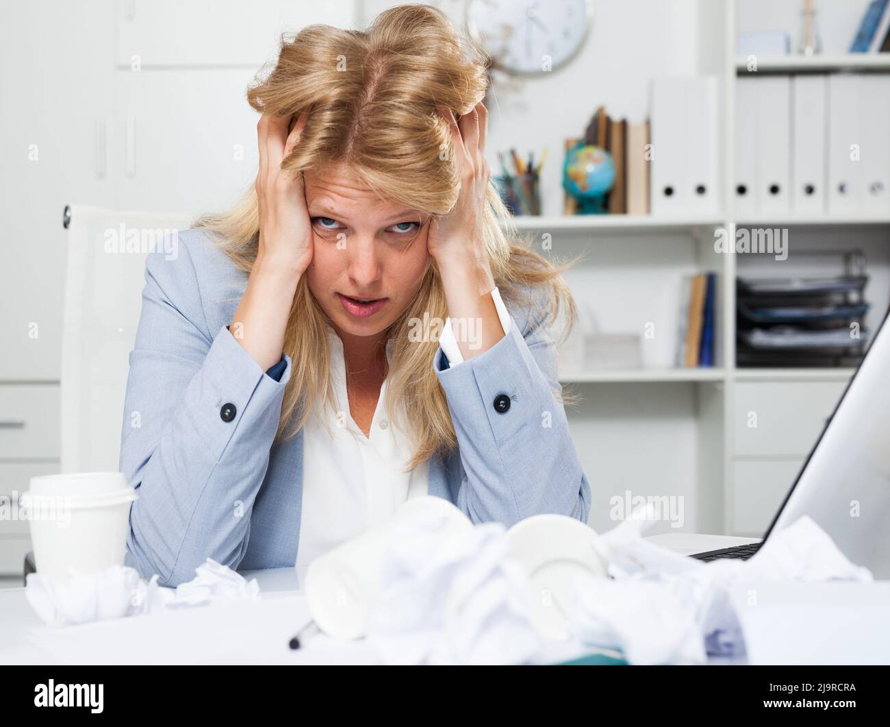Exhausted of hard work business lady Stock Photo Alamy