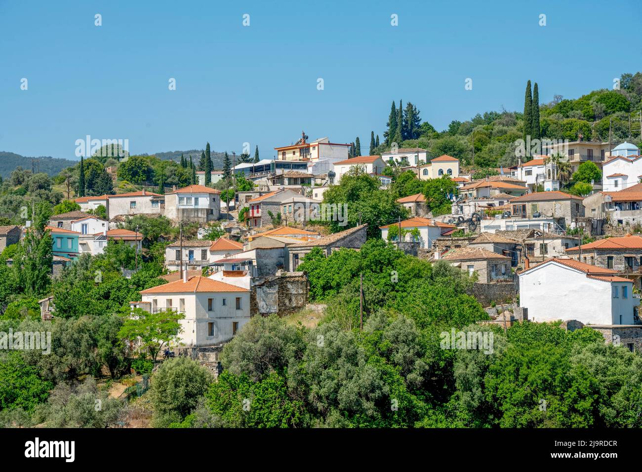 Griechenland, Insel Samos, Pythagorio, Dorf Koumaradei Stock Photo