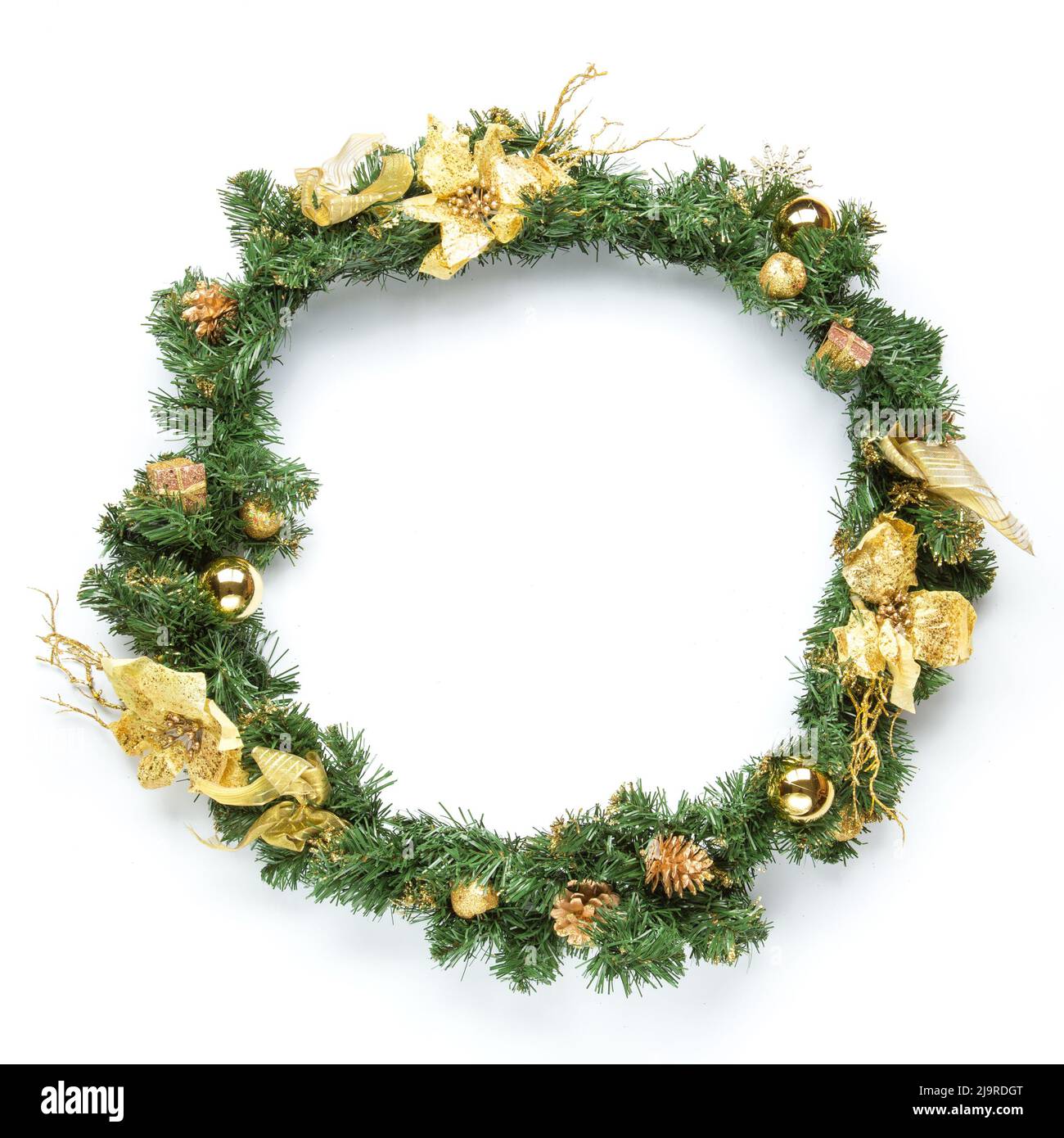 Christmas wreath isolated on white Stock Photo - Alamy