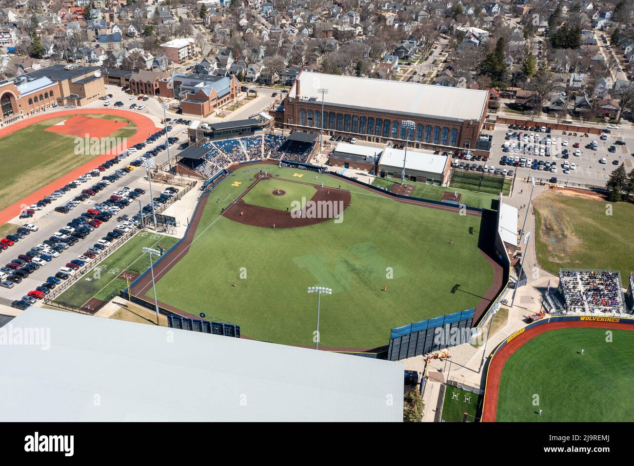 Ray Fisher Stadium, University of Michigan Baseball Stadium, Ann Arbor, Michigan, USA Stock Photo