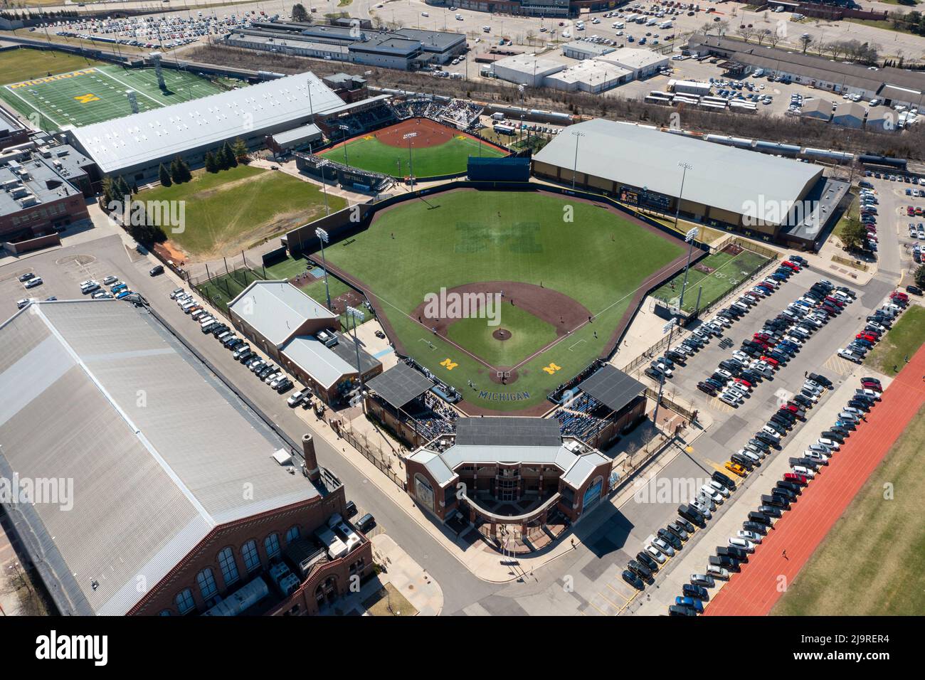 Ray Fisher Stadium, University of Michigan Baseball Stadium, Ann Arbor, Michigan, USA Stock Photo