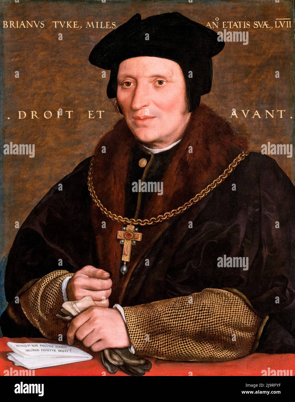 Sir Brian Tuke (-1545), Master of the Posts, established England's first formal Postal network, portrait painting in oil on panel by Hans Holbein the Younger, circa 1527-1528 or 1532-1534 Stock Photo