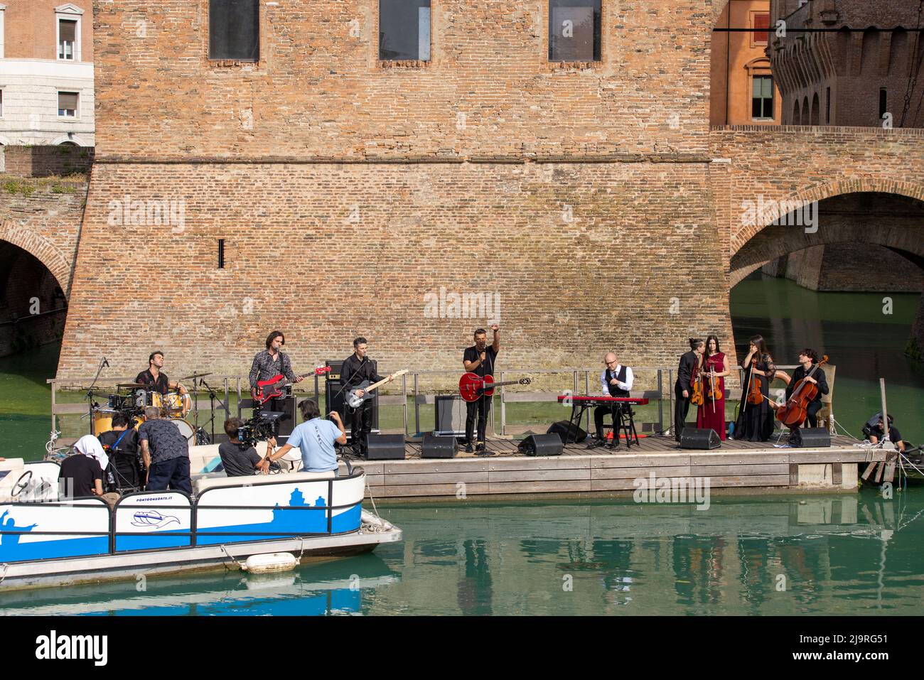 Ferrara, May 24, 2022. Francesco Gabbani’s new music video shooting in the ancient Estense castle moat in Ferrara, Italy. Credit: Filippo Rubin / Alamy Live News Stock Photo