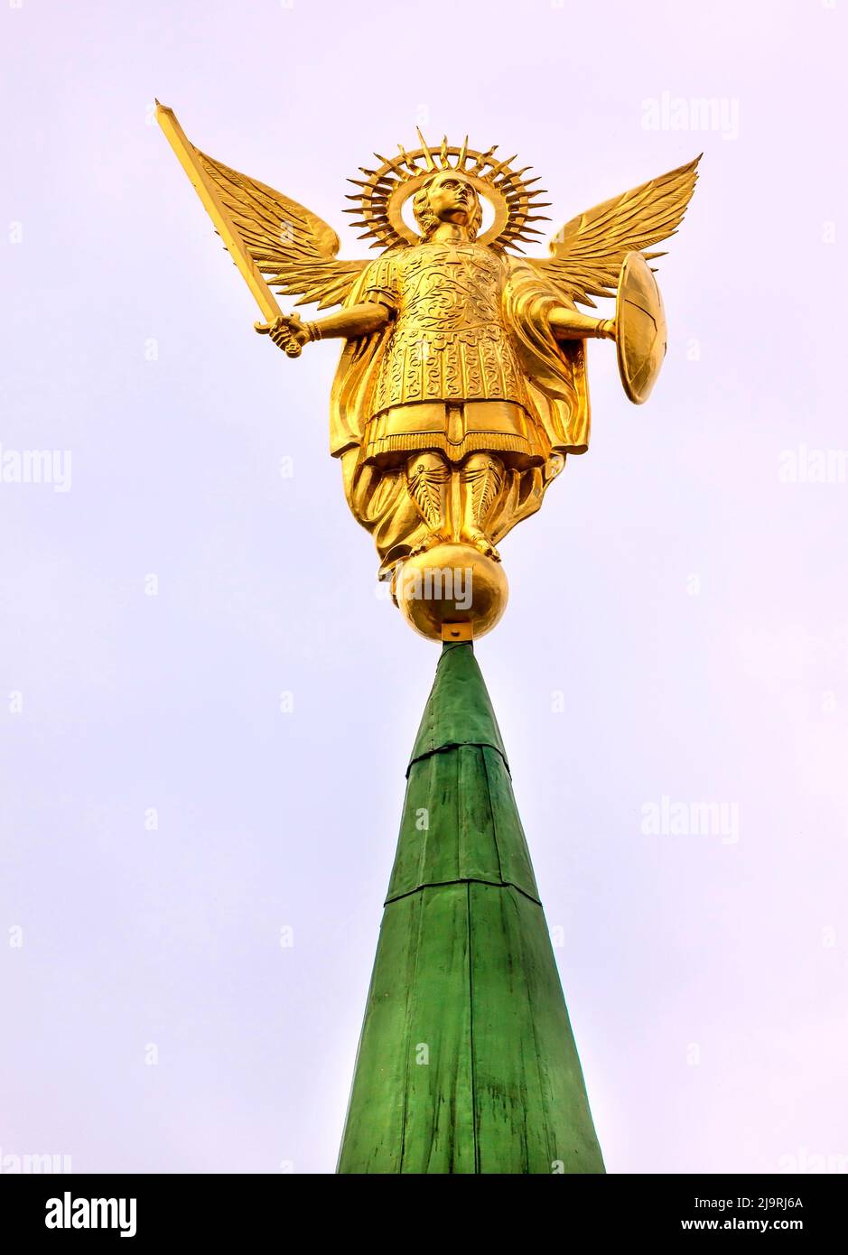 Archangel Michael statue, Saint Sophia Cathedral, Kiev, Ukraine. Saint Sophia is oldest